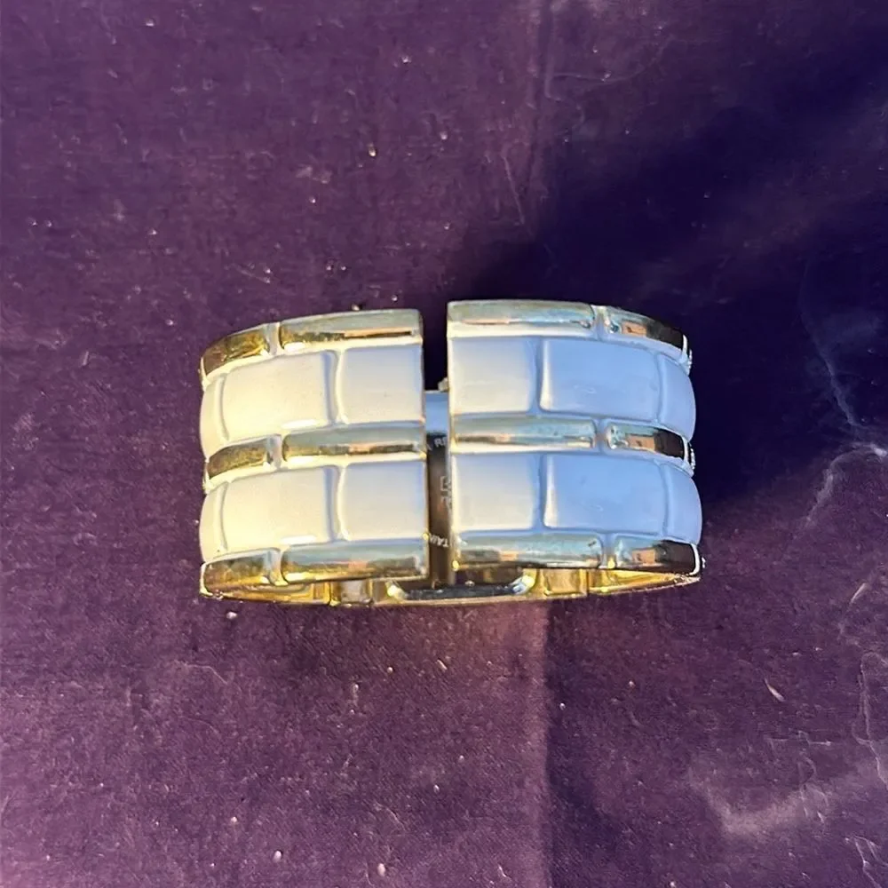 Denacci Vintage Cuff Watch White Gold Tone Women's Bracelet Style Quartz Retro